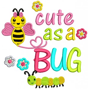 Little Bee Cute As a Bug Applique Machine Embroidery Design Digitized Pattern